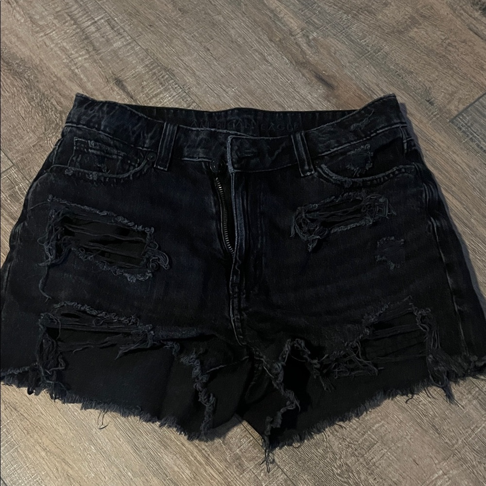 American Eagle Outfitters Black Distressed Jean Shorts